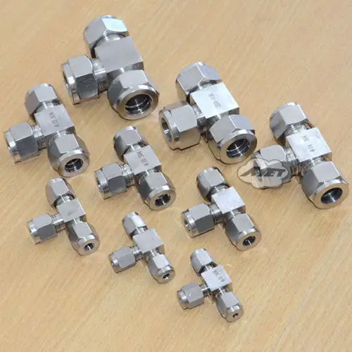 

10mm 3/8" Equal TEE Compression Plumbing Pipe Fitting Double Ferrule Connector