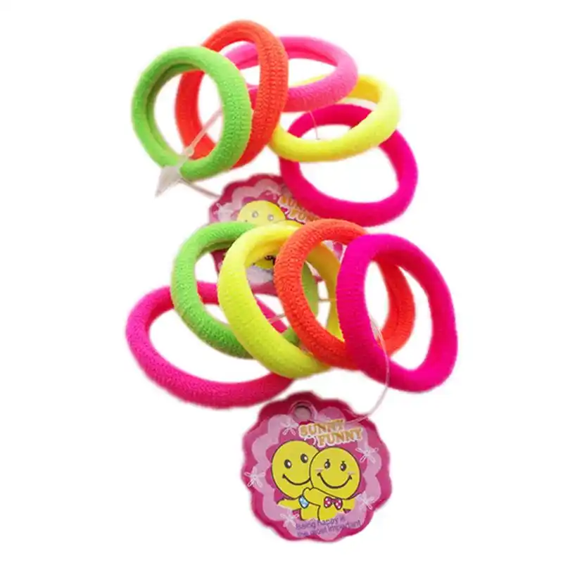 5Pcs Crianças Meninas 2.5 centímetros Pequena Corda Cabelo Fluorescente/Luz de Cor Sólida de Alta Elasticidade Enrolado Rabo de Cavalo Titular Crianças faixas de cabelo