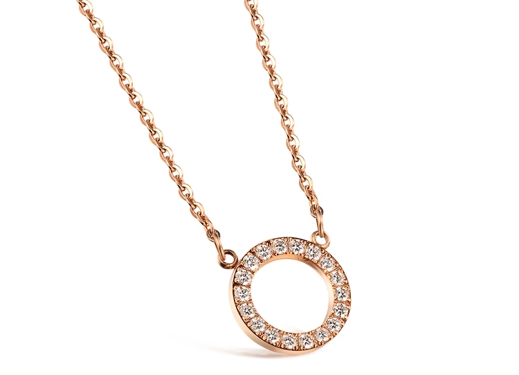

2016 Hottest Fashion Casual Personality Circle Pendant rose Gold Color Necklace High Quality Simple Choker Necklaces Women