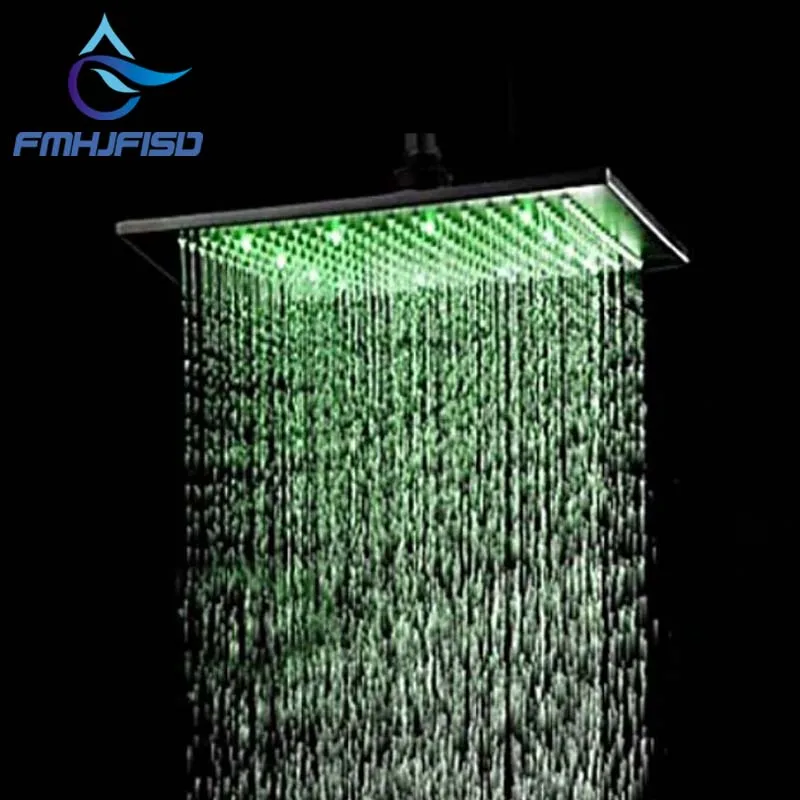 

3 Color Changing Oil Rubbed Bronze Shower Head Modern Square Rain Shower Sprayer Top Over-head Shower