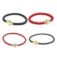 Плетеные регулируемые поделки из бисера браслет из натуральной кожи титановая сталь металлическая застежка