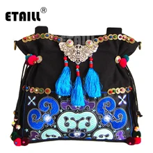Сумка в национальном этническом стиле с вышивкой в богемном стиле, Сумка с кисточками, сумочка в богемном стиле с бисером, тканевая сумка-мессенджер, женская сумка