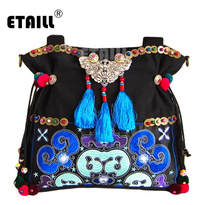 National Ethnic Style Should Bag Embroidery Bohemia Design Tassel Handbag Bohemian Beads Fabric Messenger Bag Sac A Dos Femme vintage women bag retro handbag national ethnic canvas totes wood beads double layered travel shoulder bag sac femme bolsos