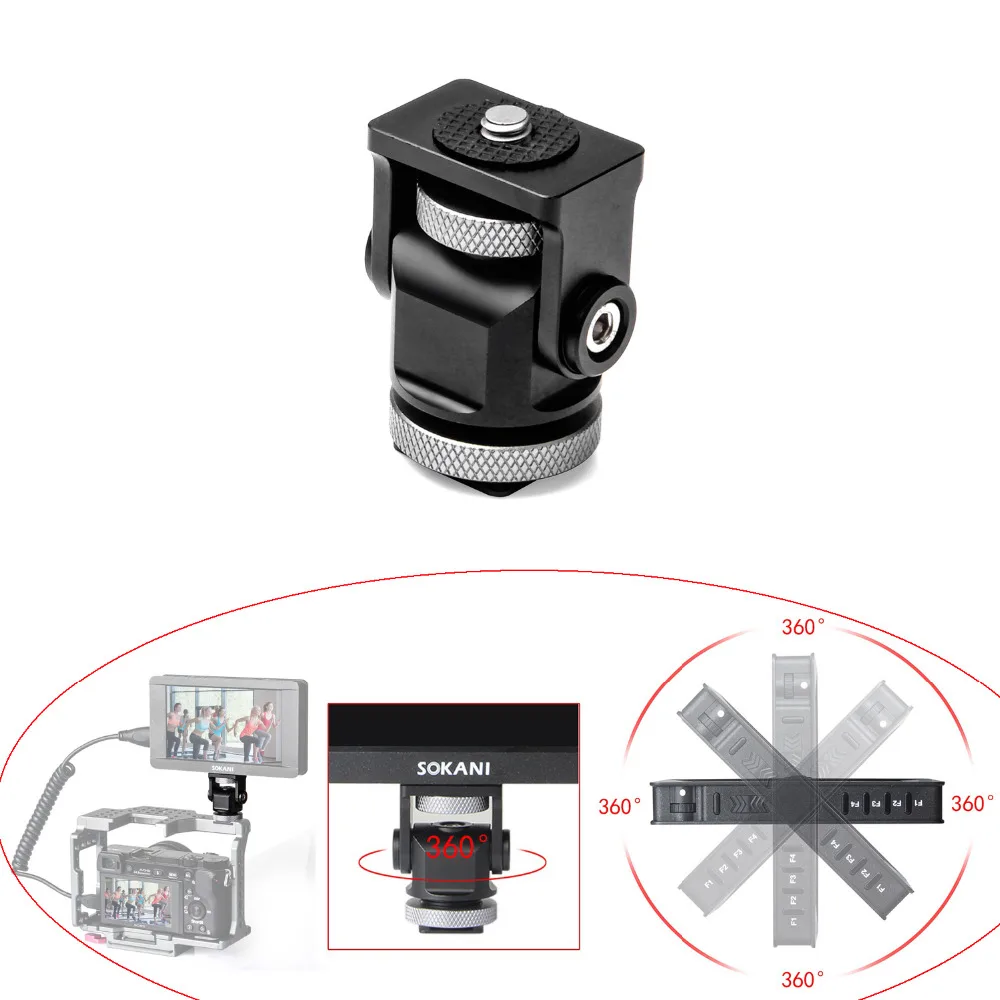 

Sokani EzRig-01 Monitor Holder Mount On Camera Pan 360 degree Tilt 180 degree with Cold Shoe Mount and 1/4'' Mount for DSLR