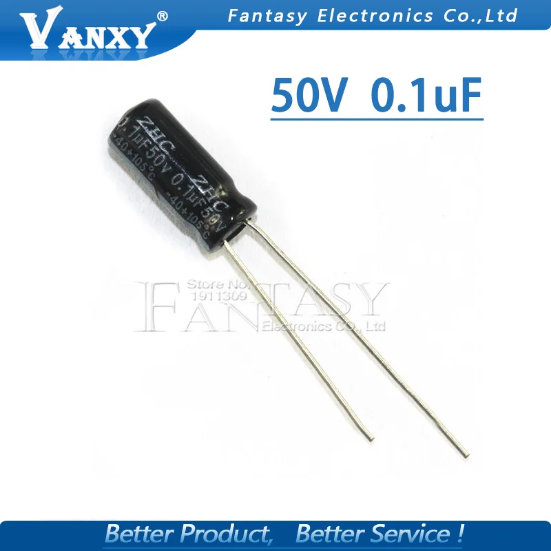 

50PCS Higt quality 50V0.1UF 5*11mm 0.1UF 50V 5*11 Electrolytic capacitor