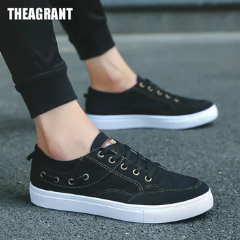 

THEAGRANT 2019 Spring Shoes Men Breathable Canvas Man Shoes Vintage Denim Casual Shoes Lace Up Platform Sneakers MFS3015