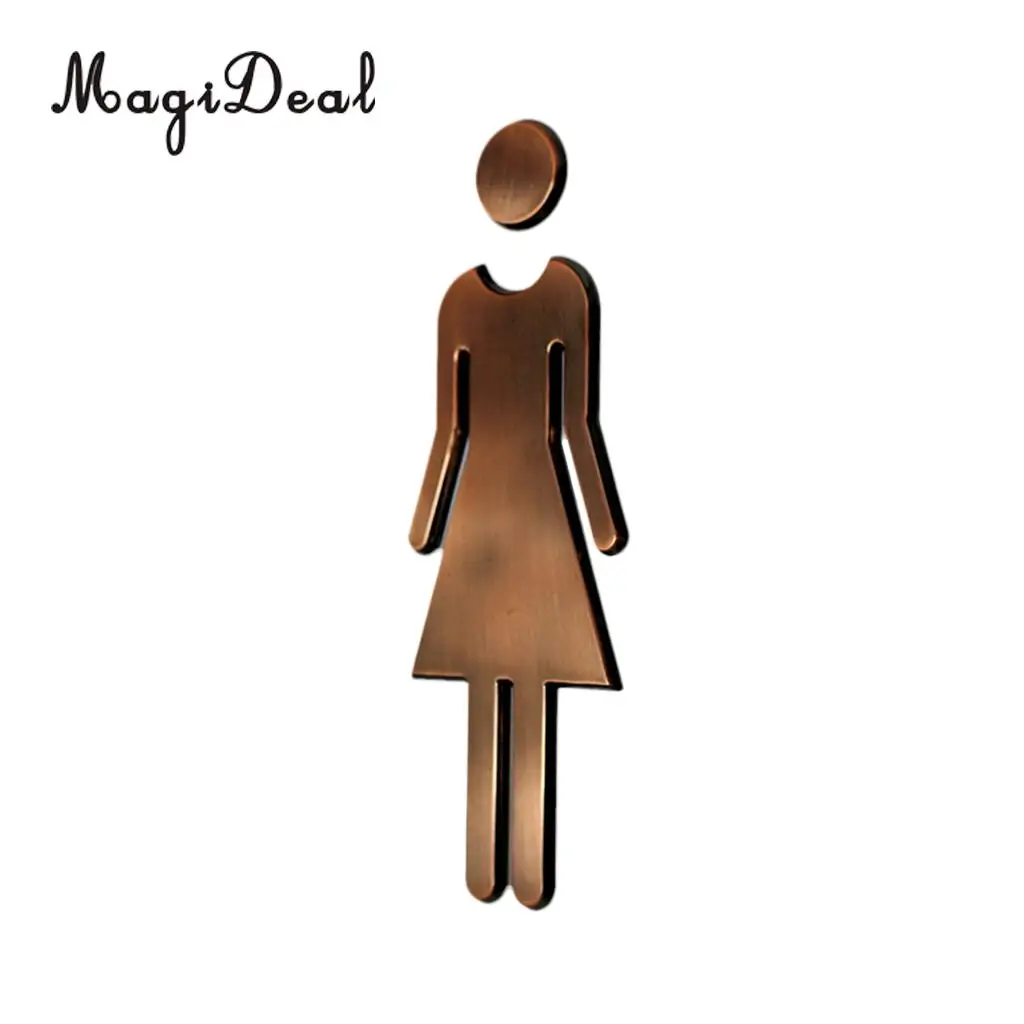 MagiDeal Man&Woman WC Stickers Toilet Signs Restroom Washroom Signage Plaque Bronze Long Lifespan