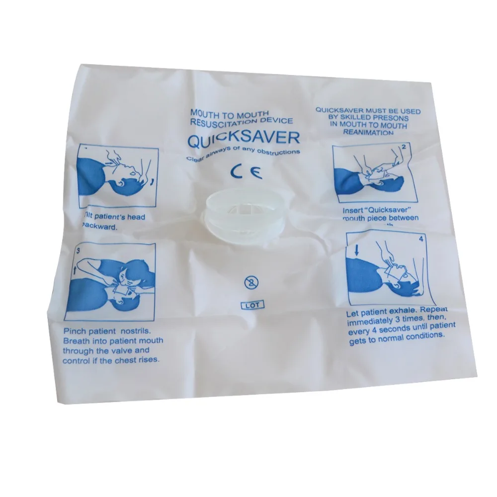 50pcs Elliptical Mouthpiece CPR Resuscitator Mask First Aid One Way Valve Outdoor Artificial Respiration Protect Face Shield
