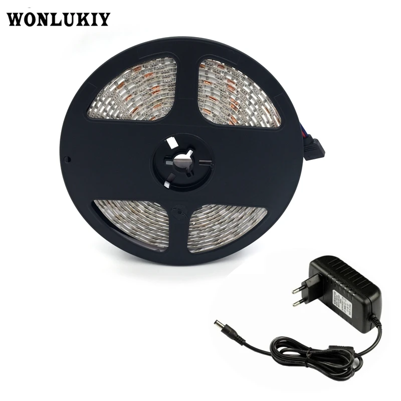 

5050 RGB Warm White LED Strip Light 5M/Lot 60Led/m IP30 Non-waterproof DC 12V Led Ribbon Tape with 12V 2A Power Adapter Supply