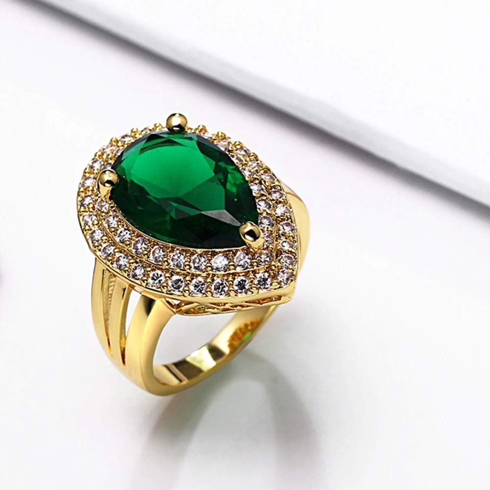

New Arrival Women Green Stone Wedding Ring Setting with Cubic Zirconia Lead free Nice Cute ring Free Shipping