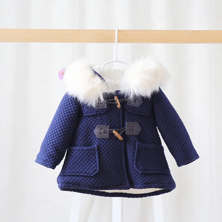 AD/теплые пальто для маленьких девочек в консервативном стиле; плотный детский зимний комбинезон из флиса; качественный теплый комбинезон; детская зимняя одежда; Верхняя одежда для малышей - Цвет: Синий