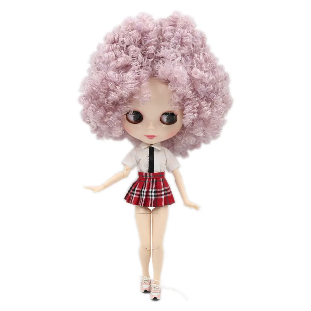 

ICY Nude Factory Blyth doll white skin joint body purple Afro hair.