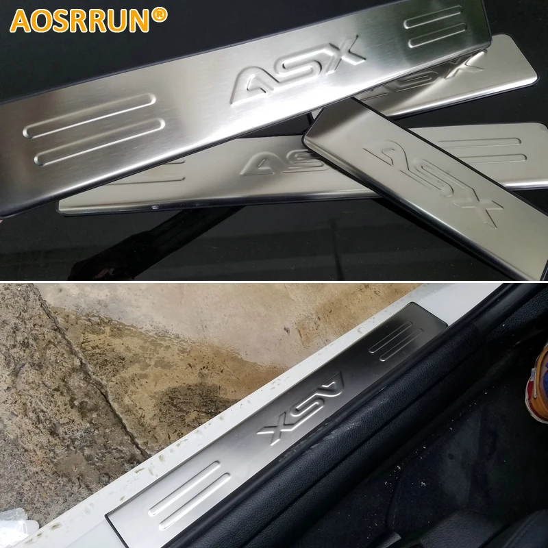 AOSRRUN Бесплатная доставка накладка из нержавеющей стали на порог 4 шт./компл.