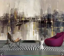 3D абстрактная живопись маслом Город Строительство обои с небоскребом росписи настенная Фреска наклейки обои для Гостиная Настенный декор
