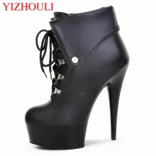 Новые туфли на очень высоком каблуке 15 см; тонкие и низкие сапоги до пояса из искусственной кожи; танцевальная обувь