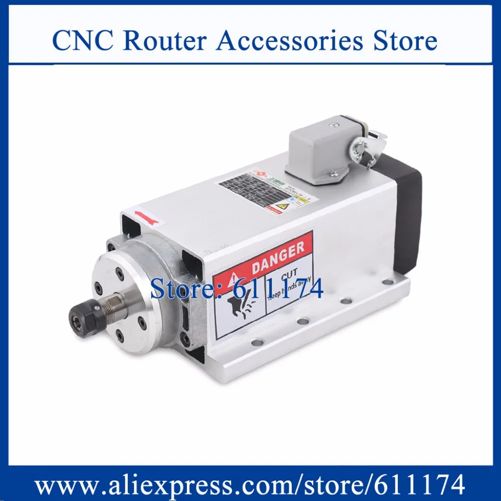 

Square shape Air cooled Spindle Motor 1.5KW ER11 flange cnc spindle motor 24000RPM AC220V Ceramic bearing spindle motor