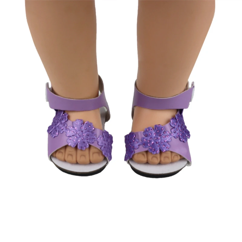 Mini-Purple-Leather-shoes-for-18-inch-American-girl-doll-for-baby-gift-43cm-Born-Doll