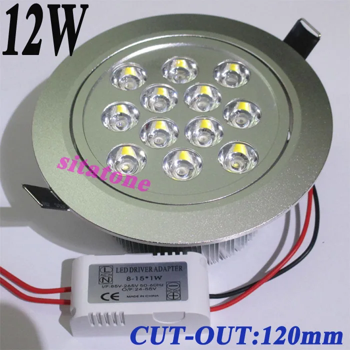 Free shipping sale AC85 265V 12W LED downlight 100 110LM/W ,2 year