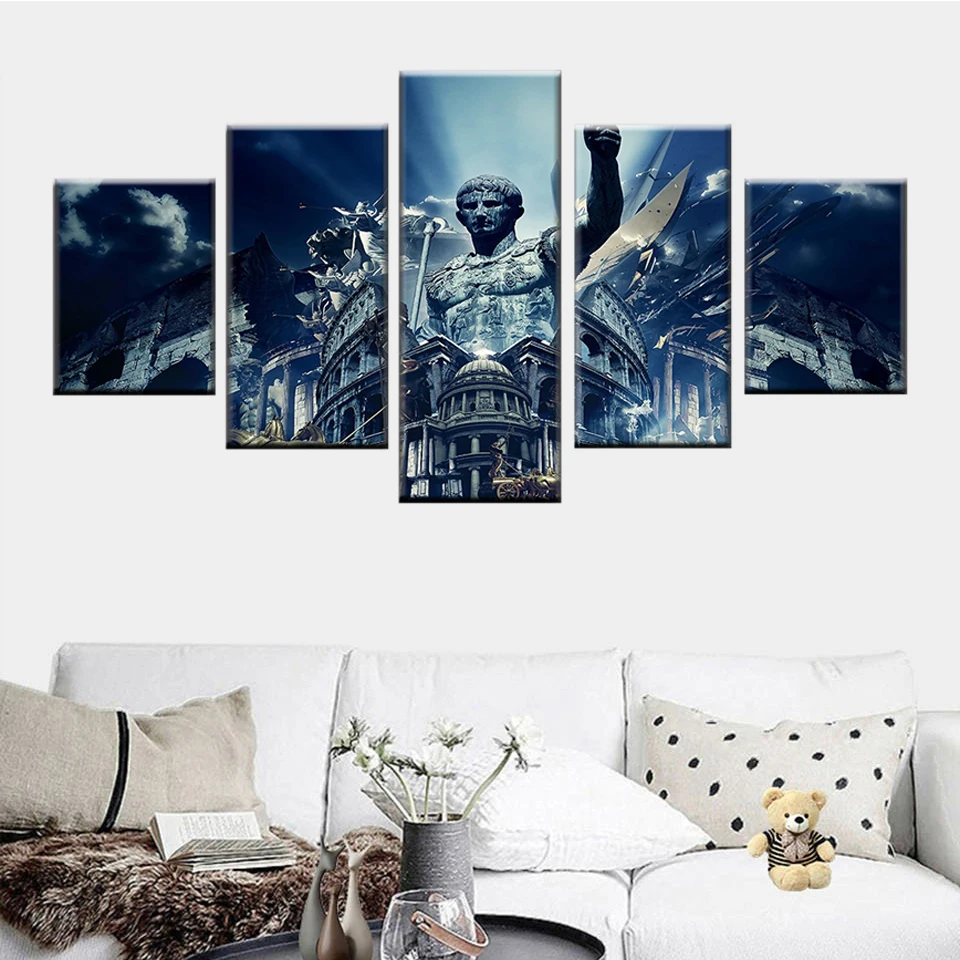 

HD Print 5 Pieces Ancient Colosseum Architecture Picture Living Room Nordic Art Deco Poster Modular Canvas Painting Mural Art