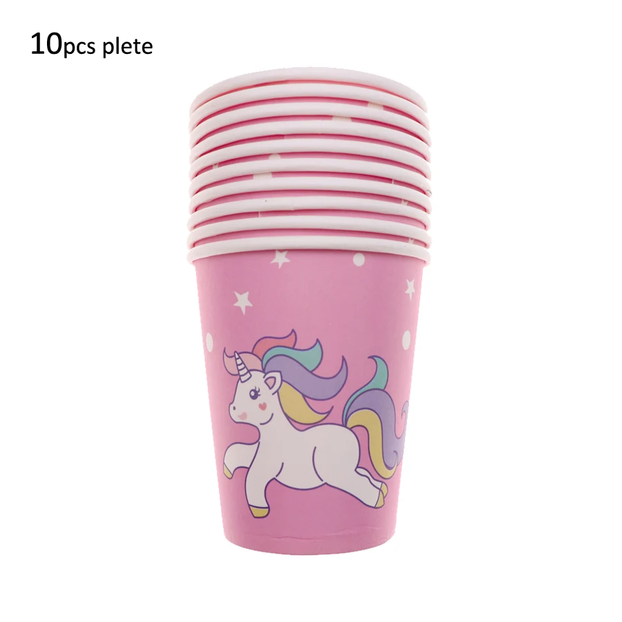 

10pcs/lot star cartoon Unicorn Disposable cup Unicorn Party supplies Birthday Party Decor Baby Shower Disposable Tableware