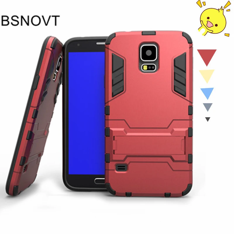 For Samsung Galaxy S5 Case Silicone + Plastic Kickstand Anti-knock Bumper Cover i9600 |