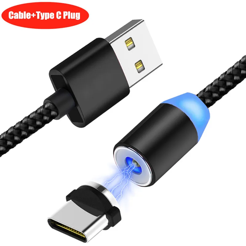 20 шт./упак. NISI 1 м 2 Micro USB Магнитный кабель Lightning для iPhone samsung 8Pin IOS Тип-C Порты светодиодный телефона зарядный кабель 3 в 1 - Цвет: Black TypeC Cable