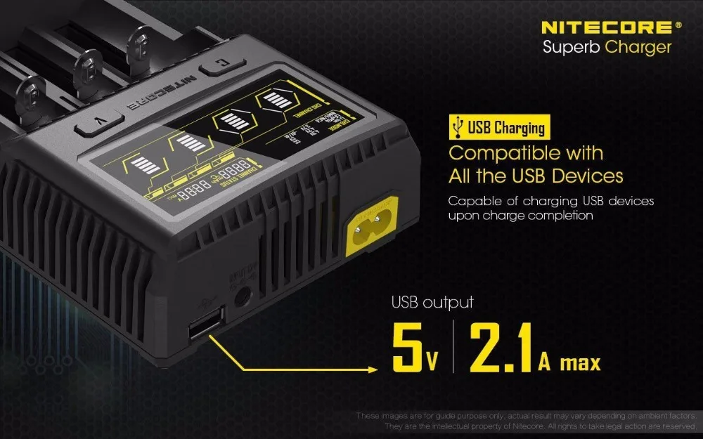 Nitecore SC4 ЖК-дисплей USB быстрая интеллектуальная Быстрая зарядка превосходное зарядное устройство для li-ion/IMR/LiFePO4/Ni-MH зарядное устройство