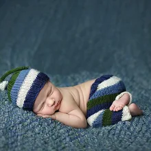 Новорожденных belves шляпа Шапки, чулок Hat с полосатые штаны детские наборы. Новорожденных Подставки для фотографий Размер: 0-1 м, 3-4 м