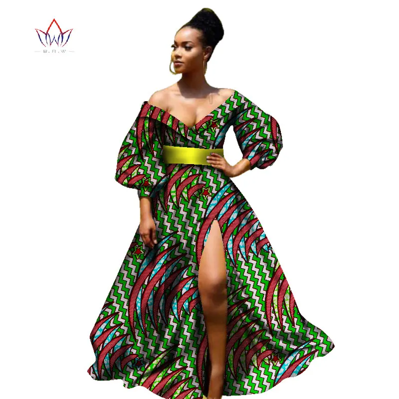 african bazin dresses for women african Three Quarter sleeves dresses for women african clothing wax dashiki fabric WY2255