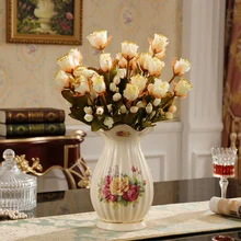 Таблица Ваза с ораментами современный простой европейский стиль украшения керамические вазы ювелирные украшения для интерьера дома искусственные цветы