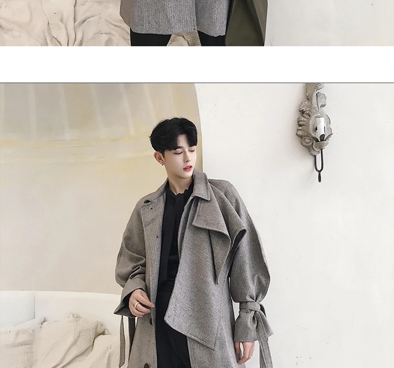  Trench Coat Men Streetwear Punk Rave Gothic Long Jacket  (24)