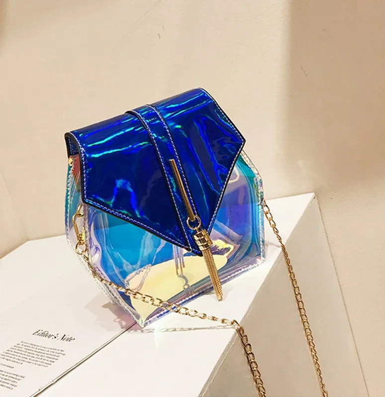 

2019 New Women Bag Luxury PVC Transparent Messenger Shoulder Crossbody Bag Clear Jelly Purse Clutch Tote Evening Handbag Sweet