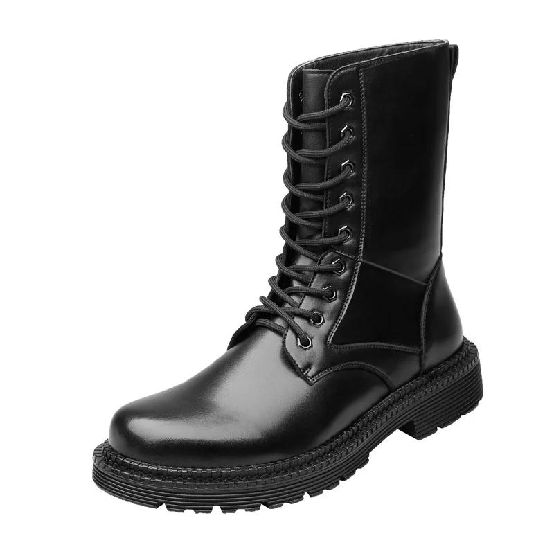 

Autumn Winter Short Army Ankle Men Boots Genuine Leather Quality Mid-Calf Wear-resistant Male Military Boots High Quality Super