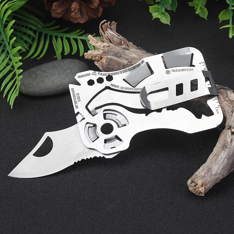 Creative wolf head fly-off multi-function combination tool 440 stainless steel wallet card knife edc portable pocket tools 1pcs