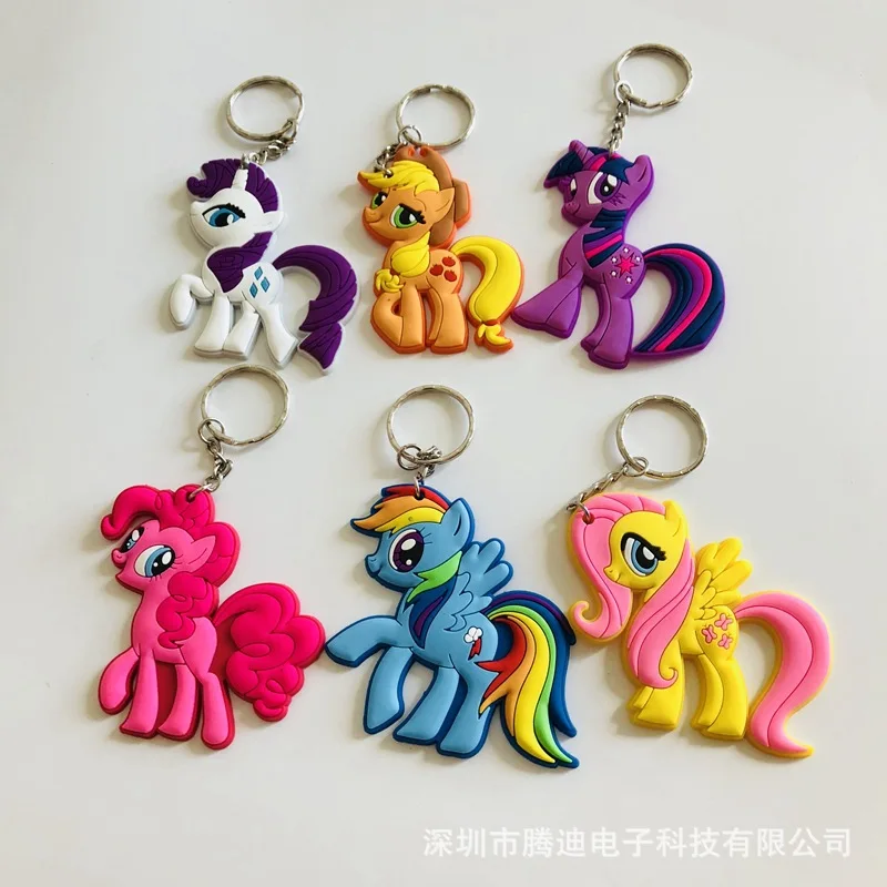 

Cartoon Twilight Sparkle PVC Keychain fun cute anime single-sided soft rubber pendant key chain Jewelry Party gift chaveiro toys