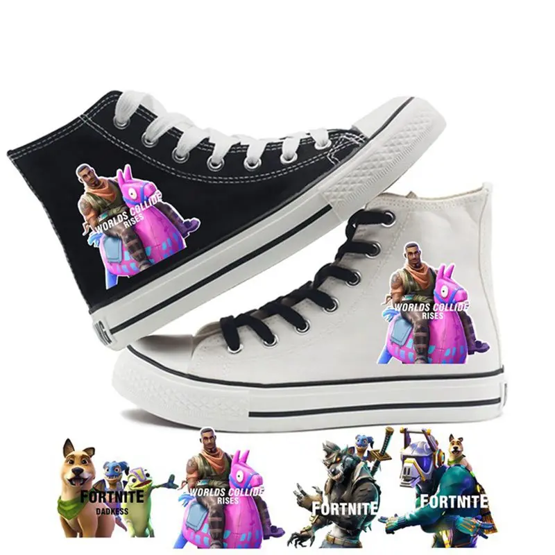 

FortniteBattleRoyale Print Illustration High Heel Breathable Canvas Uppers Sneakers College Personalise Trendy Shoes
