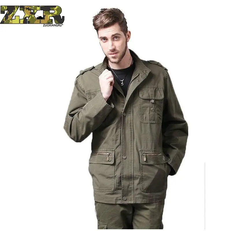 

Zuoxiangru New Men's Trench Autumn Fashion Military Hooder 100% Cotton Plus Size Casual Jacket For Men Toolling Coat