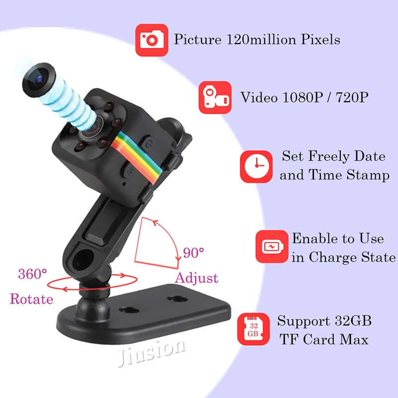 Оригинальная мини-камера SQ11 Full HD, маленькая видеокамера DV, скрытая камера для детей, гибкая видеокамера для видеонаблюдения, монитор, очки