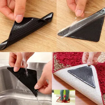 

4pcs Set Carpet Pad Non Slip Silicone sticker Gel Black Sticking Rug Carpets floor sticker anti slip Part floor Mat Part sale
