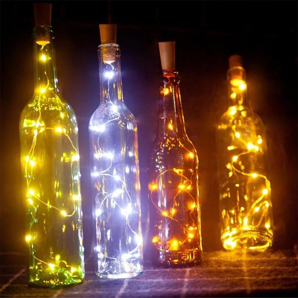2 м 20 светодиодов Красочные Фея мин Хэллоуин светильники в форме винных бутылок Встроенный батарея форма медь Wirei нить с пробкой огни