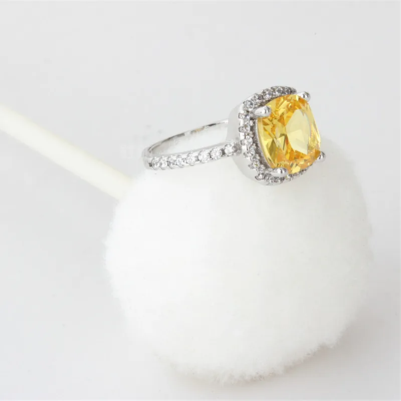 CC Rings For Women Bridal Wedding Cubic Zirconia Rectangle Pink/Yellow Stone Engagement Ring Bijoux Femme CC596 5