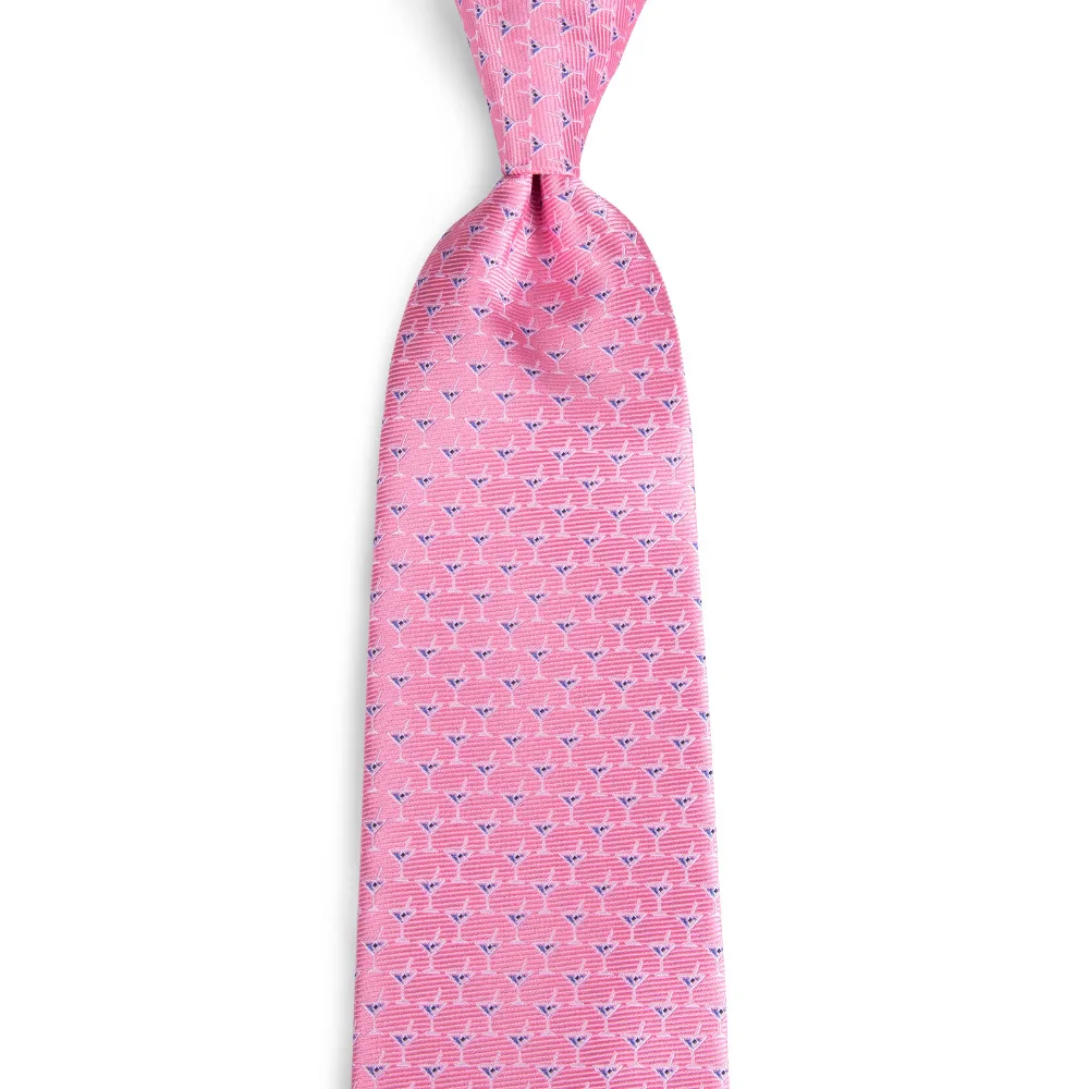 Новый дизайн 100% шелк Для мужчин галстук розовый 8 см чашка узор Бизнес шеи галстук для мужской костюм для галстук для свадебной вечеринки