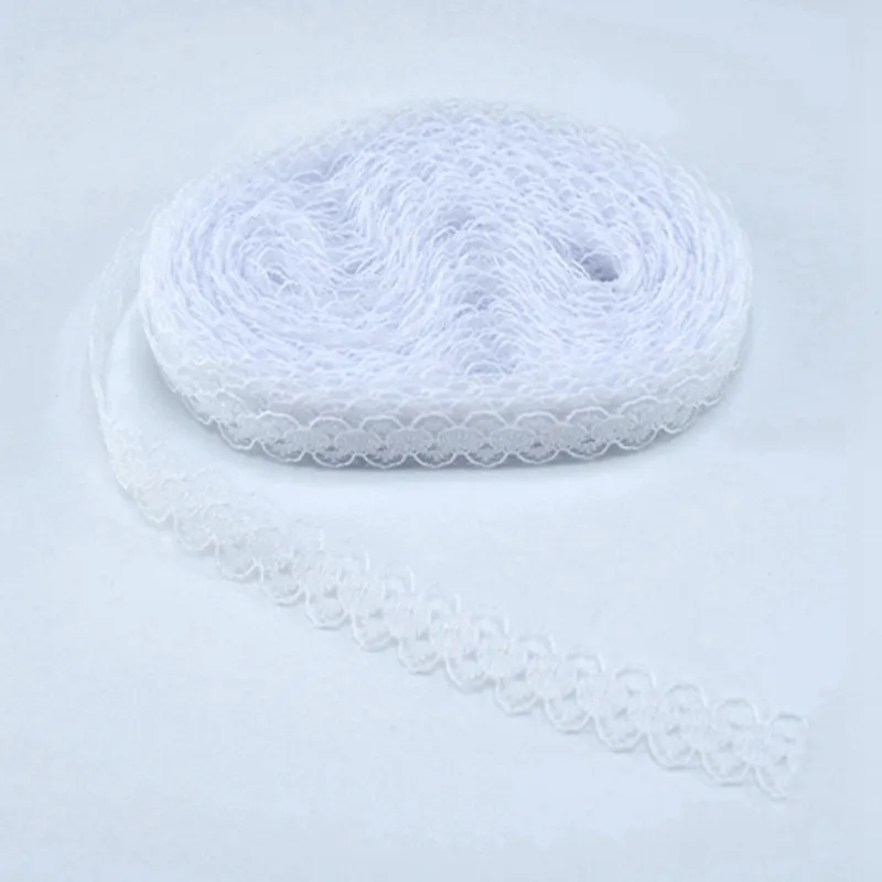 

Wholesale 10yards whitelace ribbon 14mm wide african lace fabric cotton trim DIY Embroidered Sewing wedding decoration dentelle
