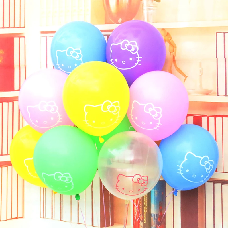 100 шт 12 дюймов hello kitty мультфильм латексные шарики воздушные шарики в форме животных с днем рождения гелиевые шарики для свадебного украшения вечерние принадлежности