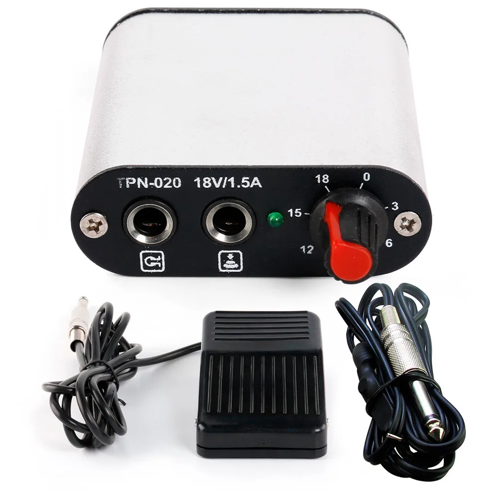 

1 Set Silver Professional Mini Tattoo Power Supply + Foot Pedal + Clip Cord for Tattoo Kits permanent makeup power supply pedal