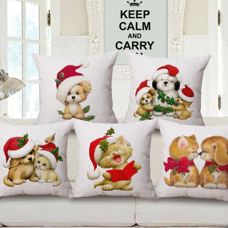 

Maiyubo Animal Sery Bulldog Cushion Cover Christmas Dachshund Decoration Vintage Bull Terrier Pillowcase Scandinavia Cover PC364