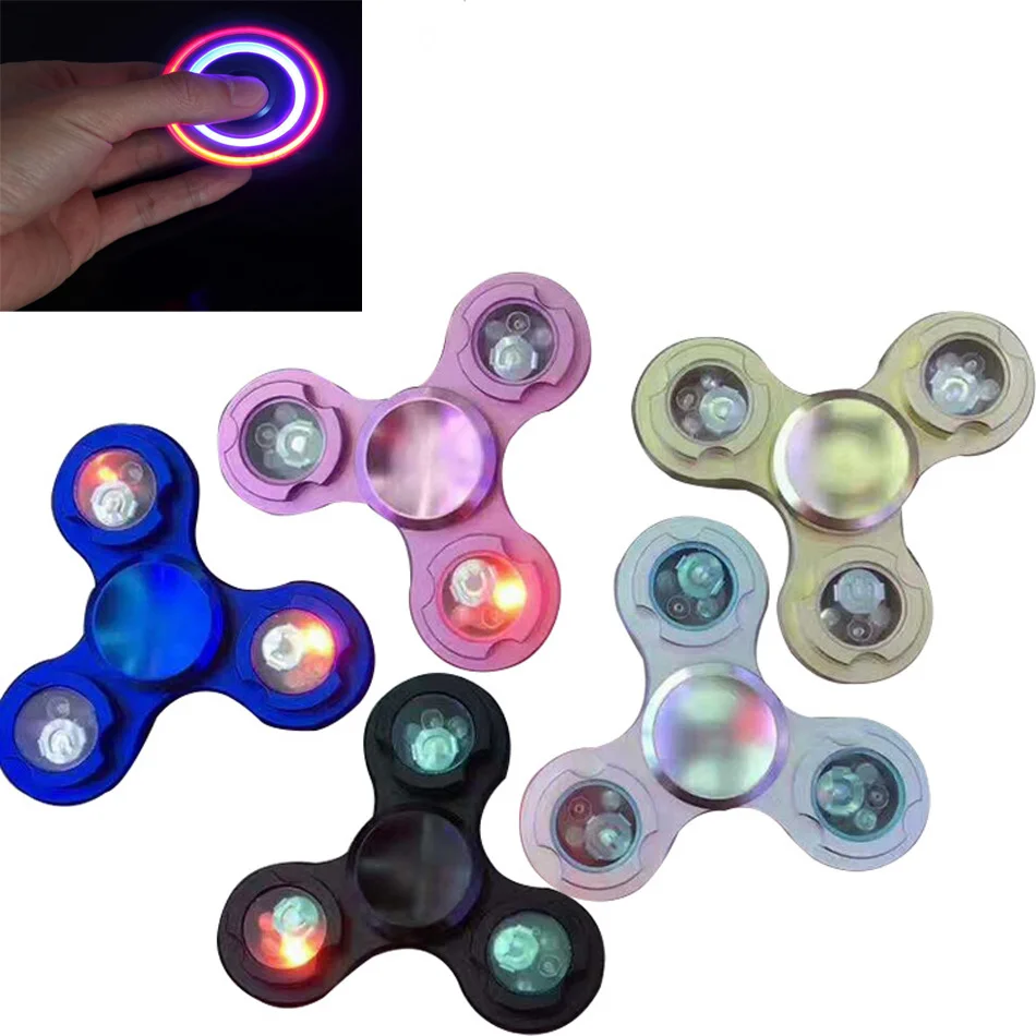 

2017 NEW LED Flash Light Tri-Spinner Fidget Toy Plastic EDC Hand Spinner For Autism and ADHD Rotation Time Long Anti Stress Toy