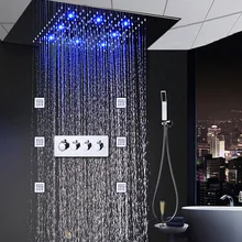 Concea светодиодный душевая Системы комплект светодиодный потолок ванной смесители Большой осадков струй массаж тела горячей и холодной высокое потока смеситель
