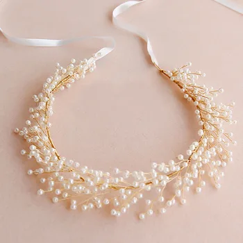 

Luxury Vintage Bride Hair Accessories 100% Handmade Pearl Wedding Hair Jewelry Party Pom Bridal Starry Hair Combs Pearl Tiara