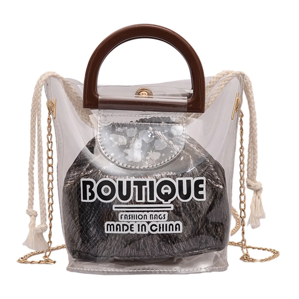 

Girls shoulder bag transparent jelly shoulder diagonal cross bag college style personality design fashion beam pocket bag A1